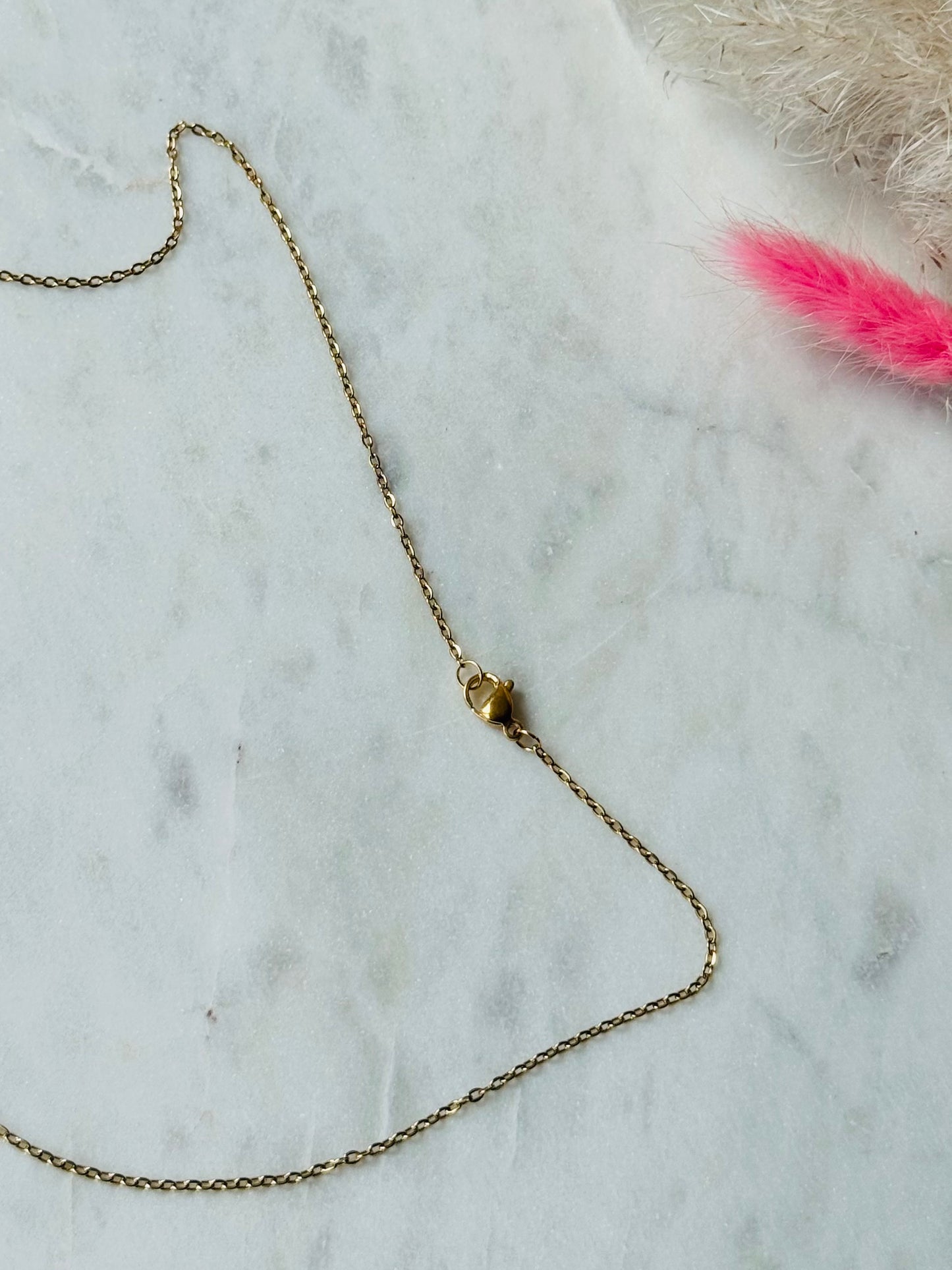 Vergoldete Edelstahlkette Dalmatinerjaspis handgefertigt - Edelstein Schmuck Damen