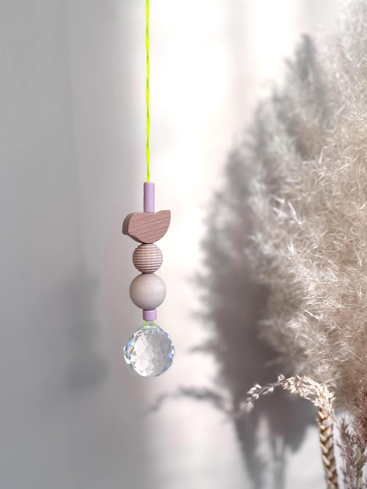 Handgefertigter bunter Sonnenfänger VOGEL - Suncatcher mit Prisma - Regenbogen Fensterdekoration aus Glas