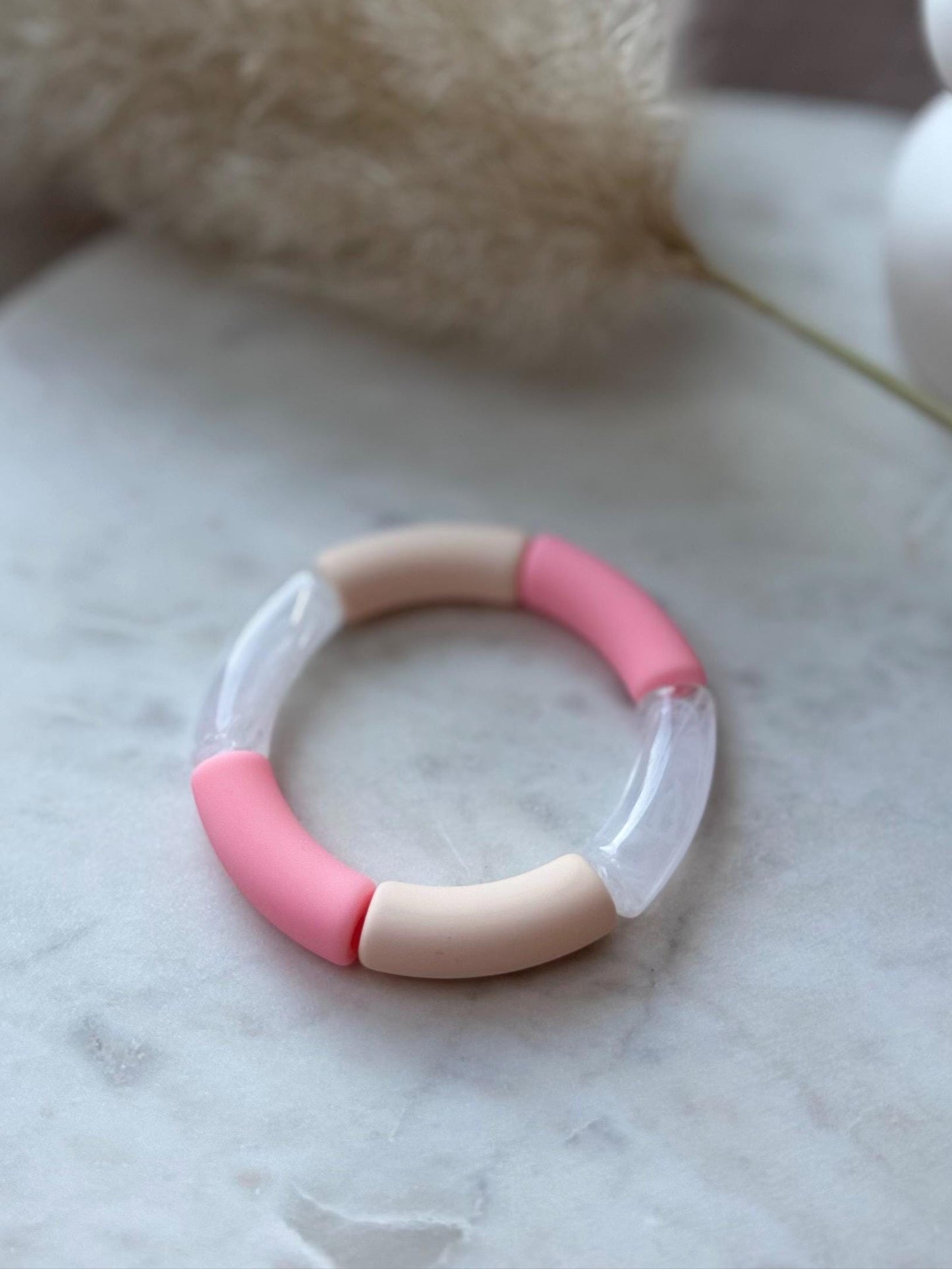 Bunter Armreif ROSA - Handgefertigtes Tube Armband für den perfekten Summer Look im Retrostil