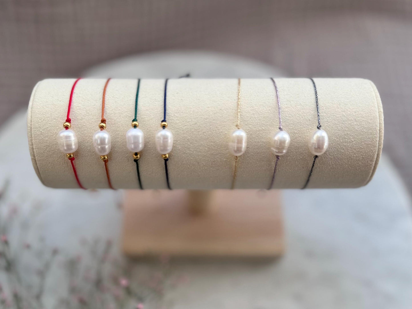 Süßwasserperlen Armband handgefertigt - Freundschaftsarmband in natürlichen Farben