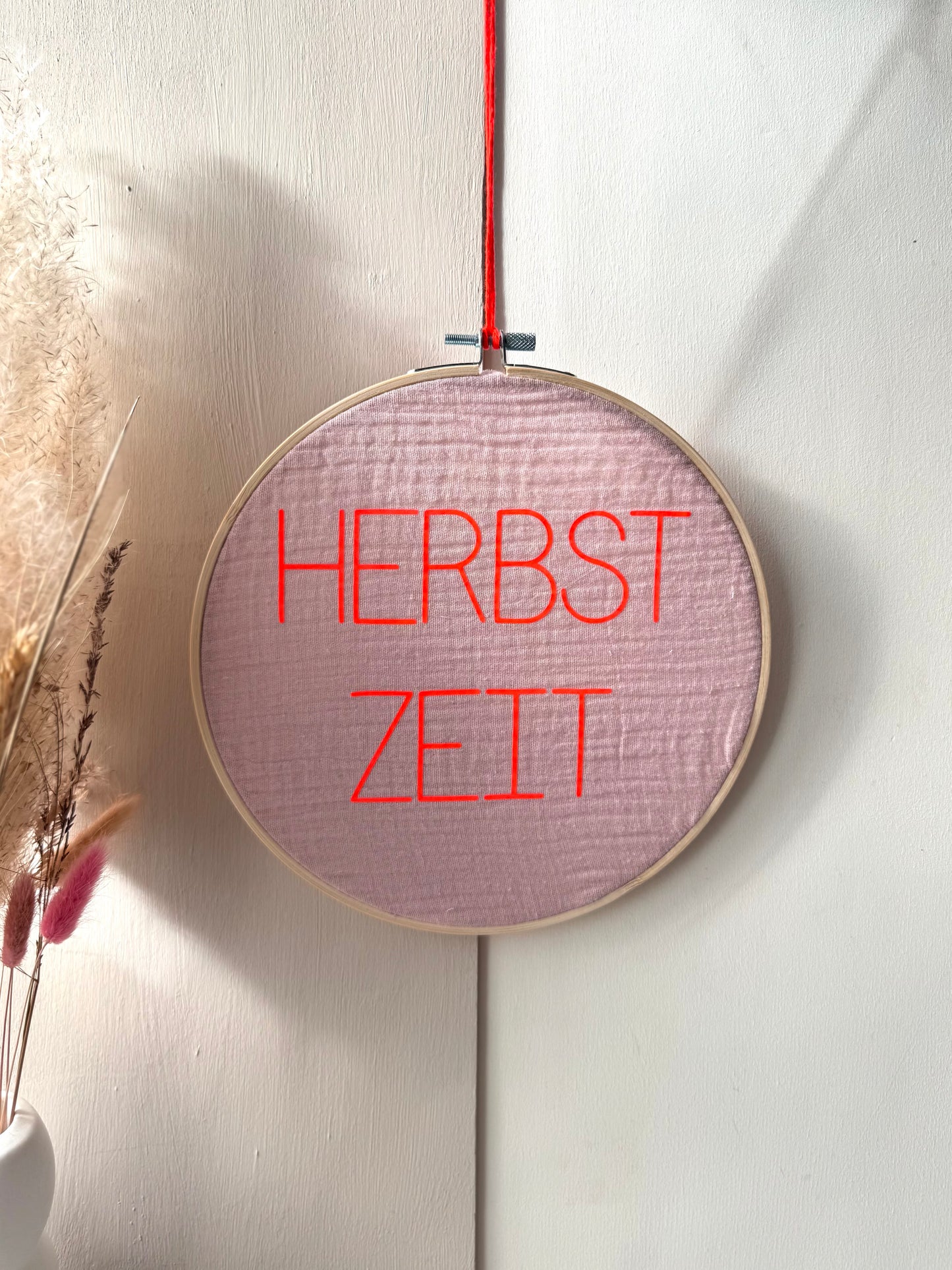 Stickrahmen "Herbst Zeit" Musselinstoff - Handgemachte Herbstdeko Geschenkidee