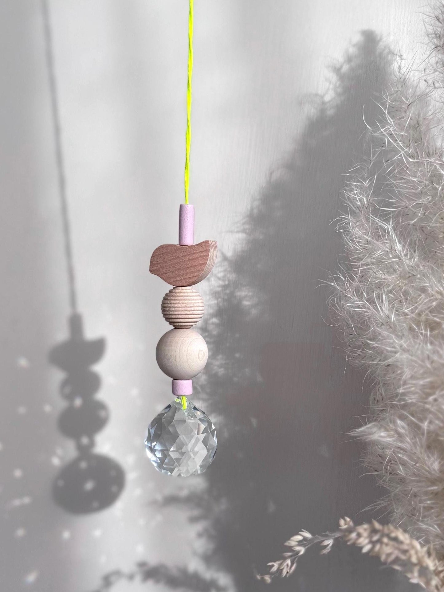 Handgefertigter bunter Sonnenfänger VOGEL - Suncatcher mit Prisma - Regenbogen Fensterdekoration aus Glas