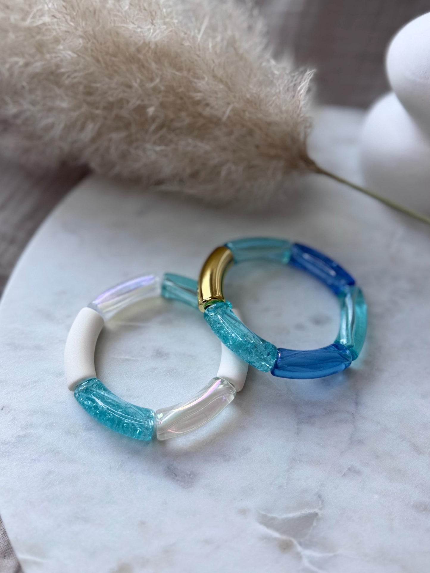 Blauer Armreif - Handgefertigtes Tube Armband für den perfekten Summer Look im Retrostil