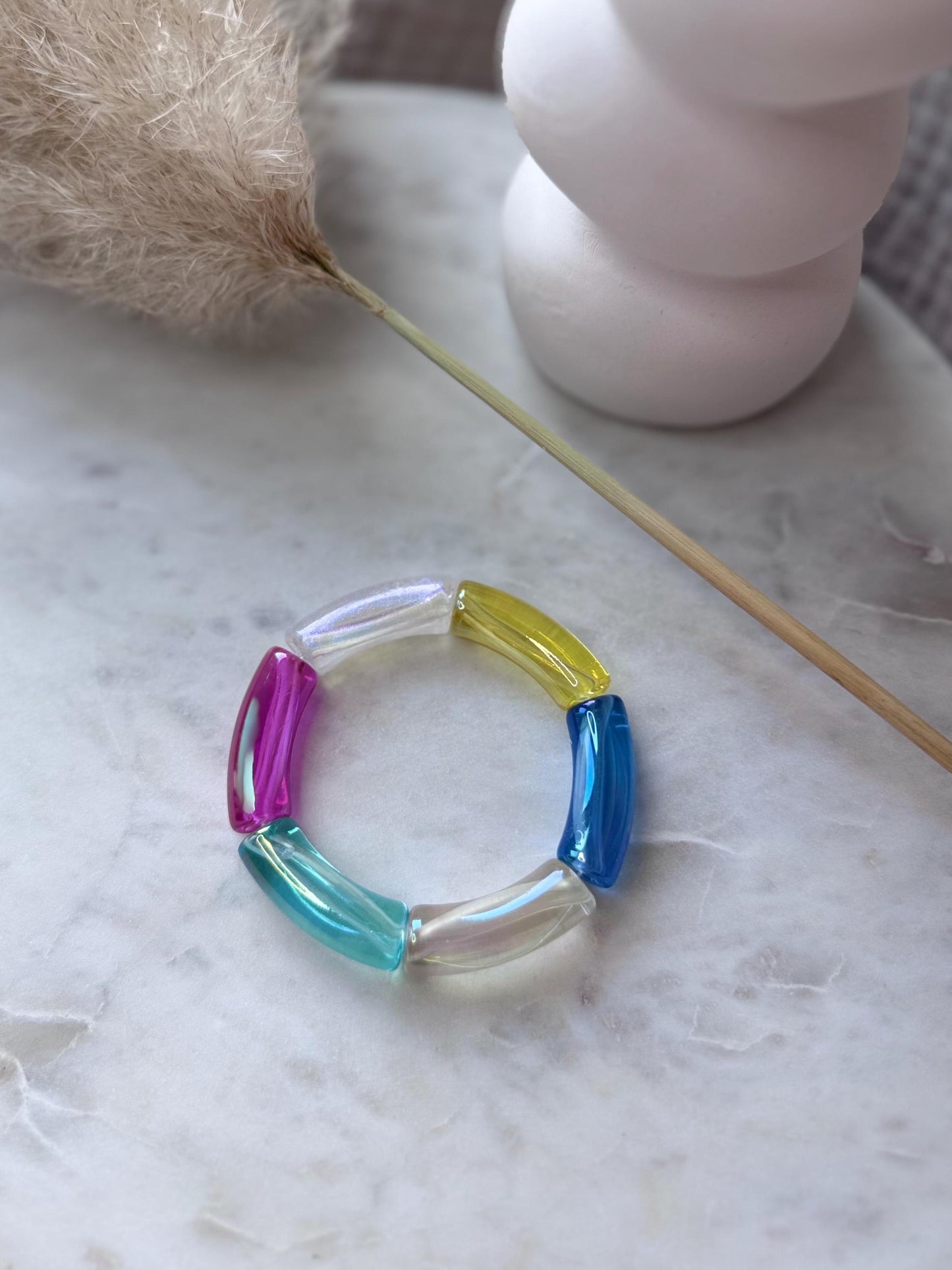 Bunter Armreif REGENBOGEN - Handgefertigtes Tube Armband für den perfekten Summer Look im Retrostil