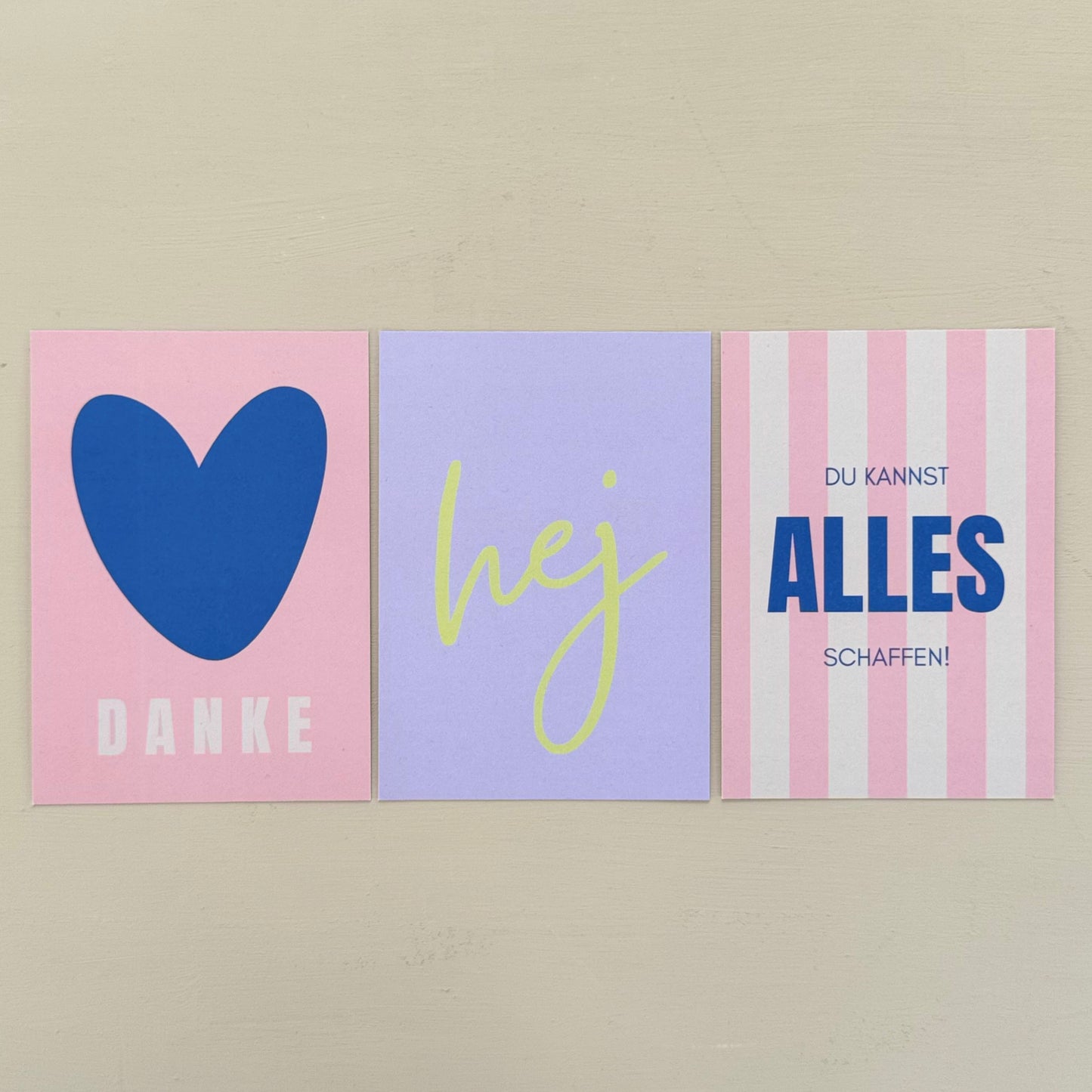 Bunte Designkarte "hej" - Flieder Grün - Minimalistische Skandi Karte - Moderne Grußkarte