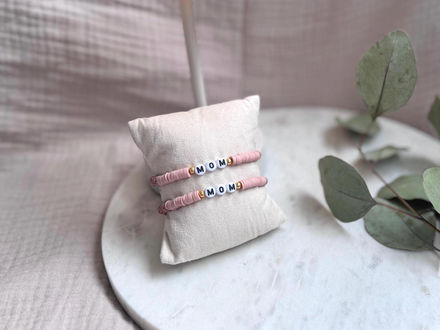 Mama Armband handgemacht altrosa braun - Mom Armband Geschenk zur Geburt