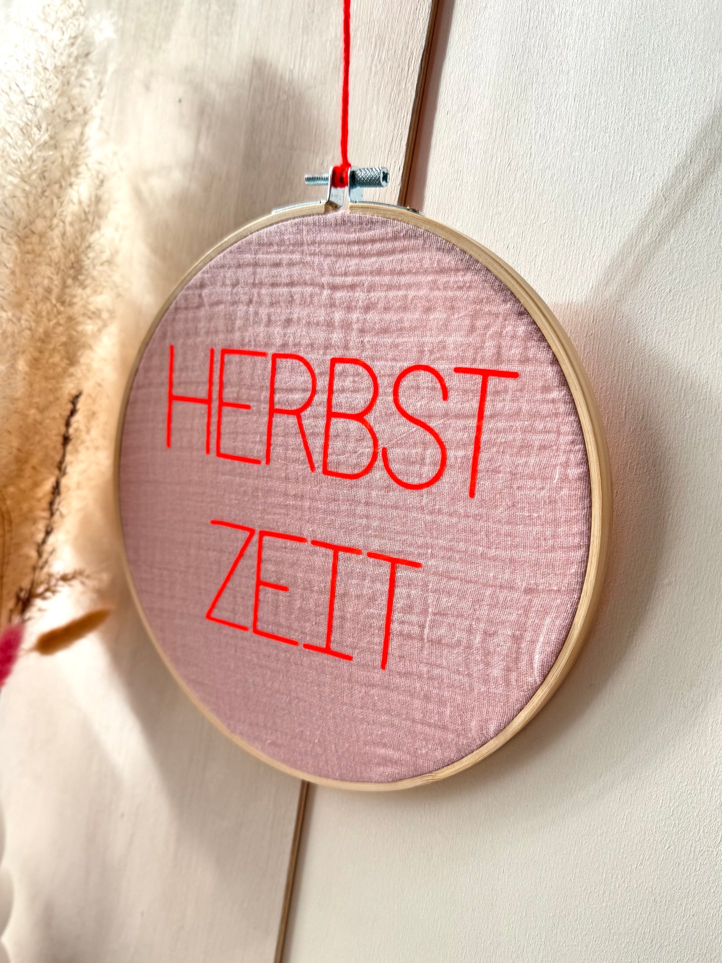 Stickrahmen "Herbst Zeit" Musselinstoff - Handgemachte Herbstdeko Geschenkidee