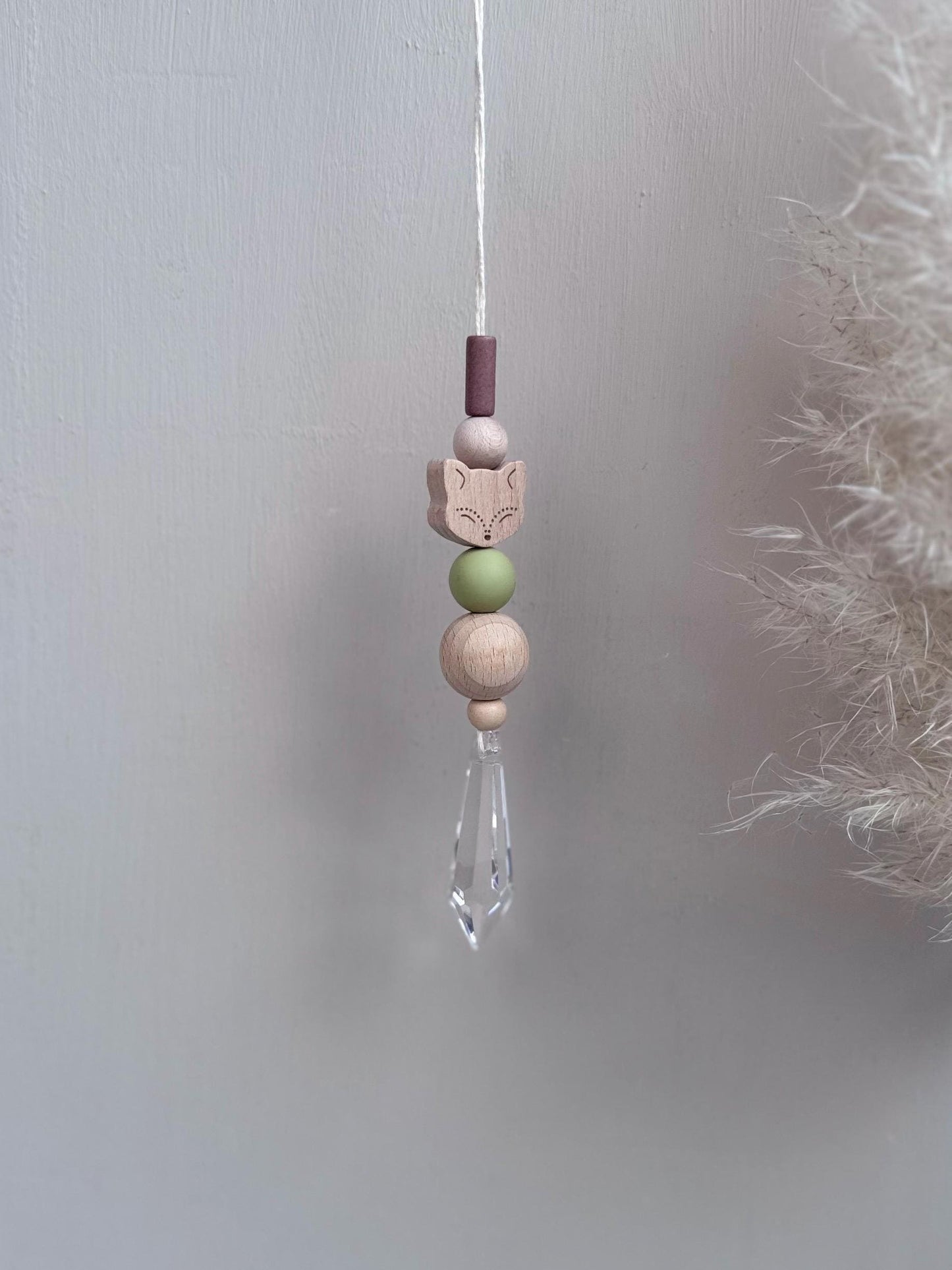 Handgefertigter schlichter Sonnenfänger Fuchs - Suncatcher mit Prisma - Regenbogen Fensterdekoration aus Glas