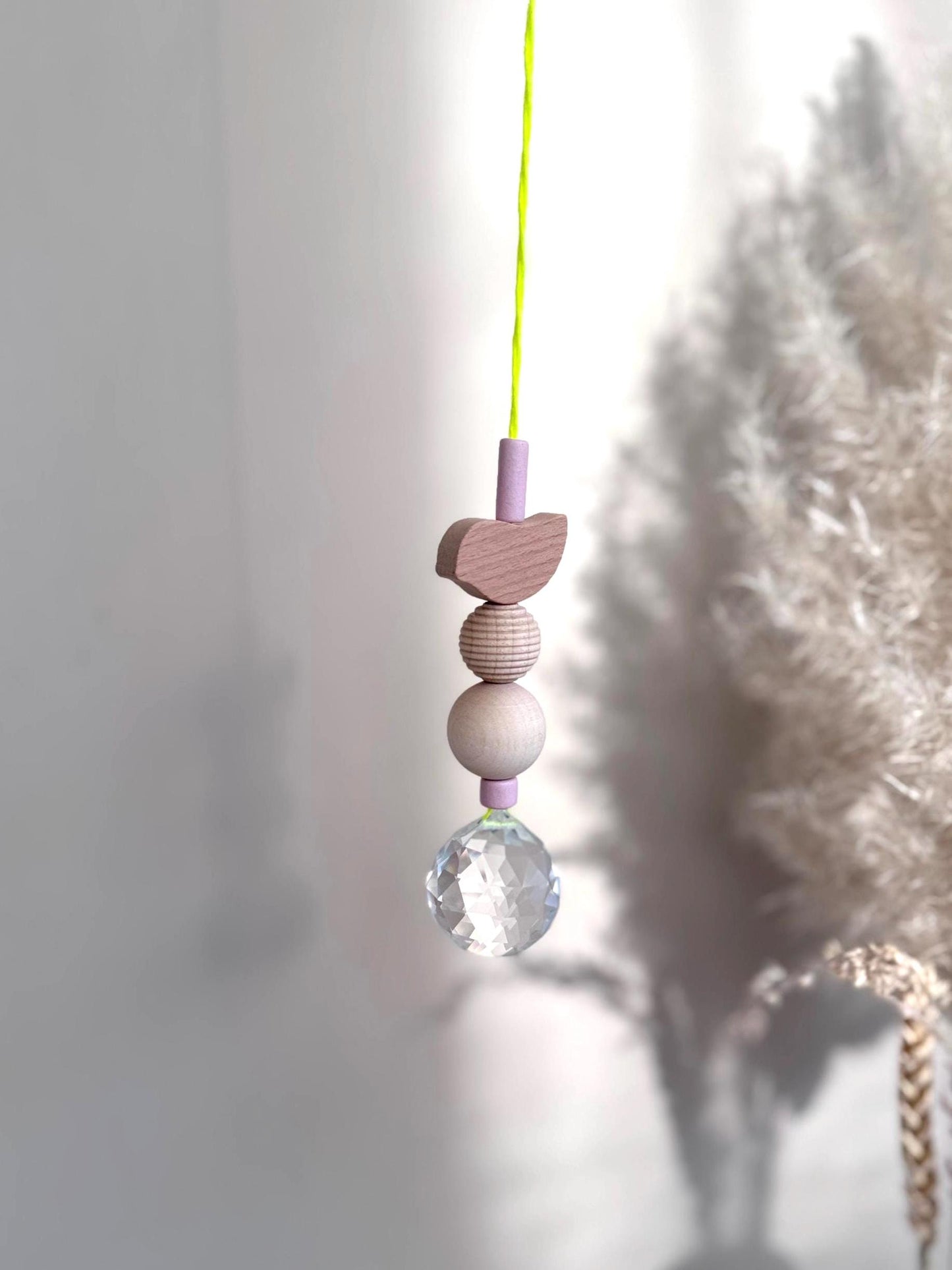 Handgefertigter bunter Sonnenfänger VOGEL - Suncatcher mit Prisma - Regenbogen Fensterdekoration aus Glas