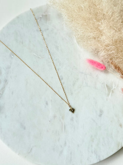 Vergoldete Edelstahlkette Dalmatinerjaspis Kleeblatt handgefertigt - Edelstein Schmuck Damen