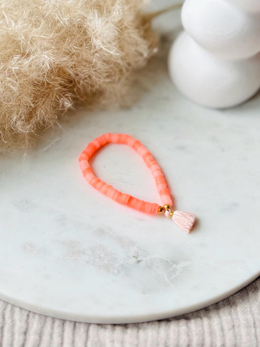 Katsuki Perlenarmband handgefertigt - Buntes Armband mit Quaste in Rosa
