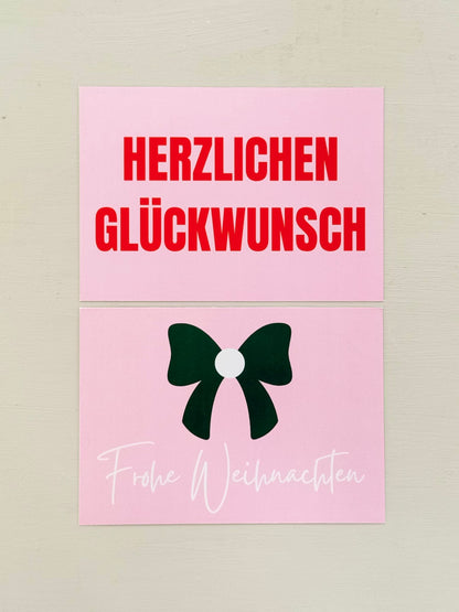 Glückwunschkarte "Herzlichen Glückwunsch" - Rosa Rot - Kreative Geburtstagskarte - Bunte Karte