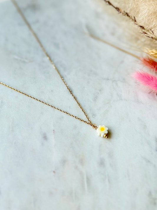 Vergoldete Edelstahlkette BLUME handgefertigt - Sommerkette Damen