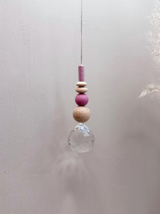 Handgefertigter schlichter Sonnenfänger - Suncatcher mit Prisma - Regenbogen Fensterdekoration aus Glas