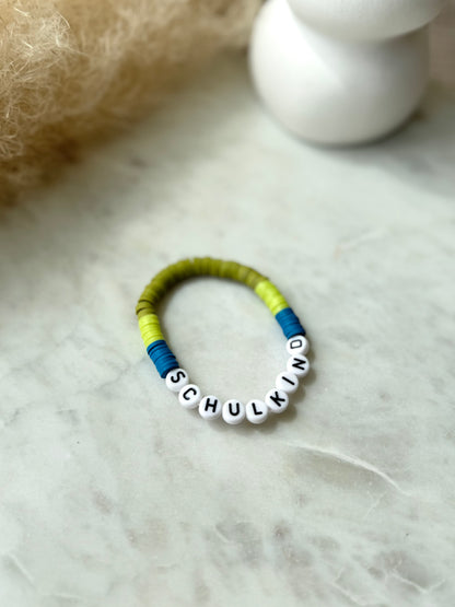 Schulkind Armband in Grün und Blau - Handgefertigt zur Einschulung Kinderarmband - Geschenk zur Einschulung - Schultüte