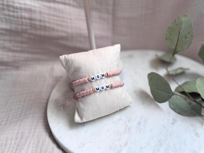 Mama Armband handgemacht altrosa braun - Mom Armband Geschenk zur Geburt