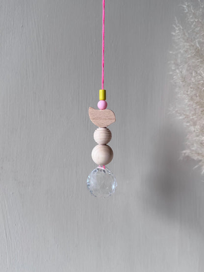 Handgefertigter bunter Sonnenfänger VOGEL - Suncatcher mit Prisma - Regenbogen Fensterdekoration aus Glas