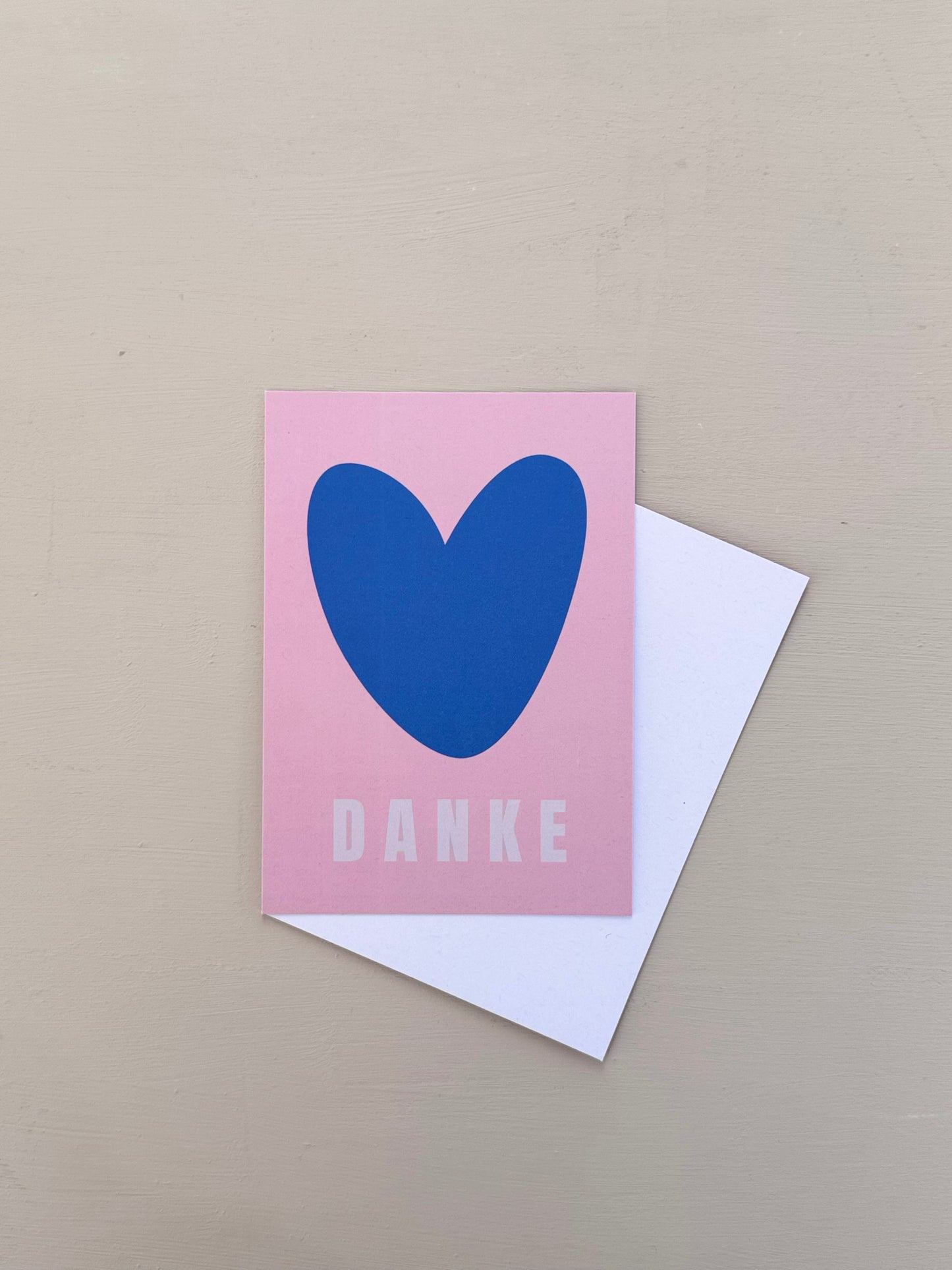 Dankeskarte -  Rosa mit Royalblauem Herz - 300g Mattpapier - Geschenkidee