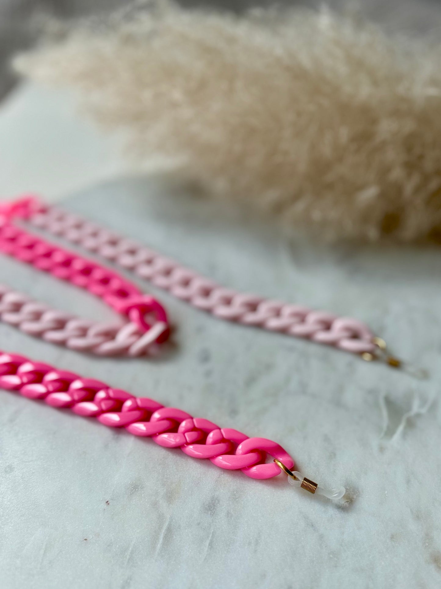 Handgefertigte Brillenkette Acryl Gliederlook ROSA - Sonnenbrillenkette Sommerfarben