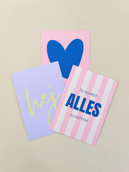 Bunte Designkarte "hej" -  Flieder Grün - Minimalistische Skandi Karte - Moderne Grußkarte