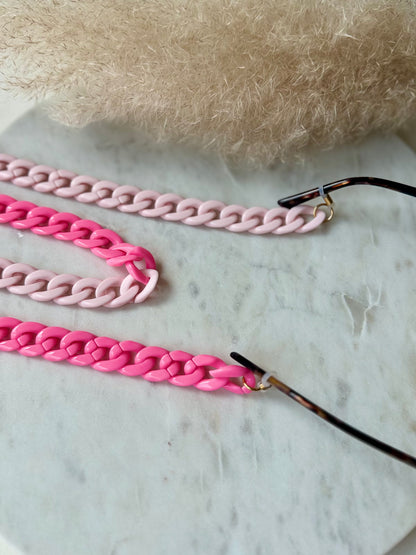 Handgefertigte Brillenkette Acryl Gliederlook ROSA - Sonnenbrillenkette Sommerfarben