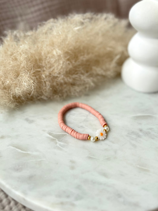 Katsuki Perlenarmband handgefertigt - Buntes Armband mit Blume aus Keramik