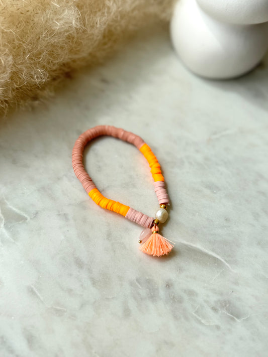 Katsuki Perlenarmband mit Süßwasserperle handgefertigt - Buntes Armband mit Quaste