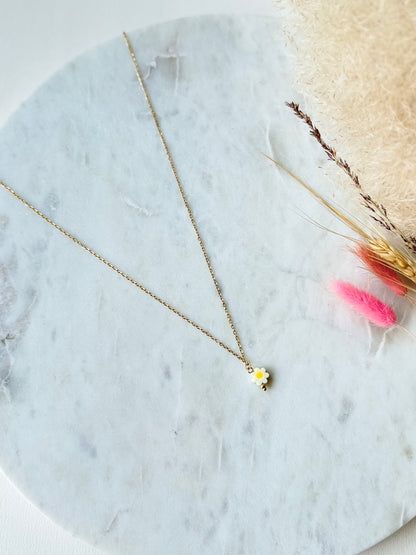Vergoldete Edelstahlkette BLUME handgefertigt - Sommerkette Damen