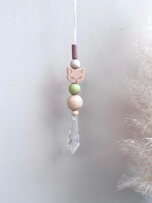 Handgefertigter schlichter Sonnenfänger Fuchs - Suncatcher mit Prisma - Regenbogen Fensterdekoration aus Glas