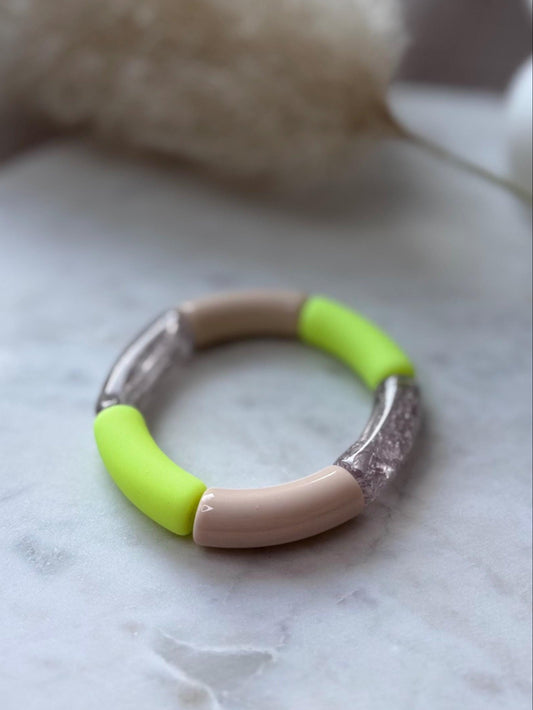 Bunter Armreif NEONGELB - Handgefertigtes Tube Armband für den perfekten Summer Look im Retrostil